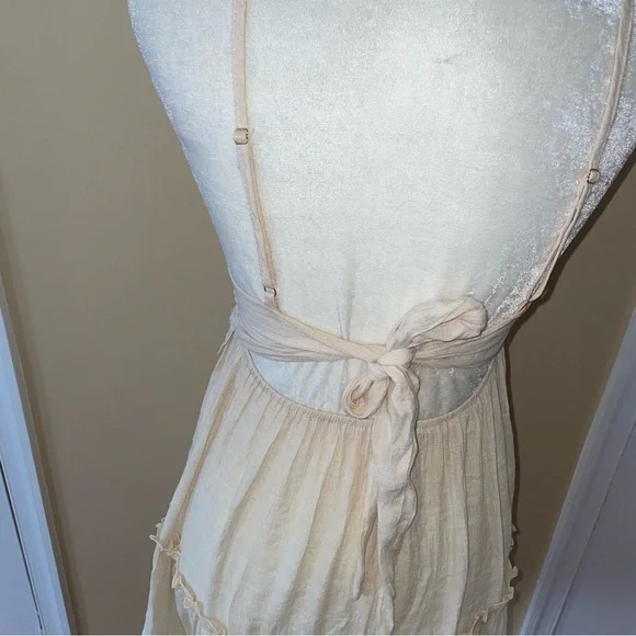 Beige Crochet Top Backless Mini Beach Coverup Dress - Picture 5 of 11